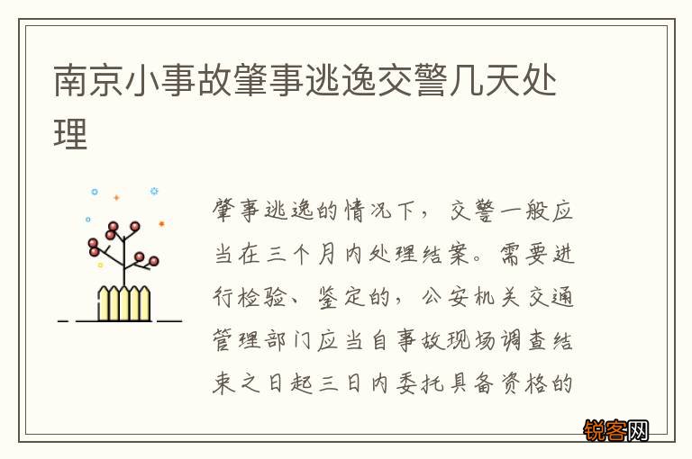 南京小事故肇事逃逸交警几天处理