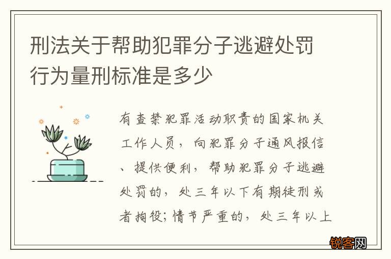 刑法关于帮助犯罪分子逃避处罚行为量刑标准是多少