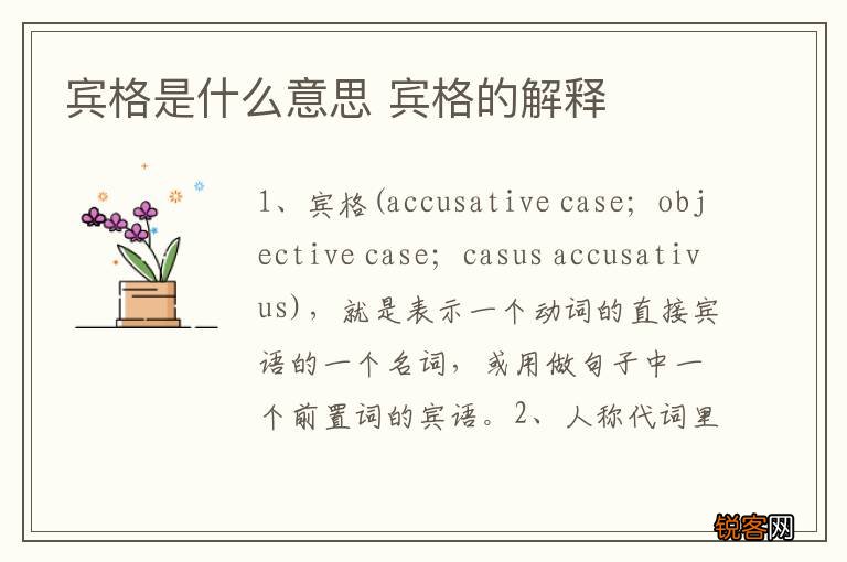 宾格是什么意思 宾格的解释