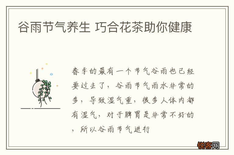 谷雨节气养生 巧合花茶助你健康