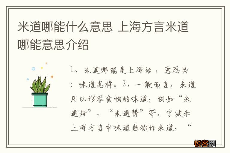 米道哪能什么意思 上海方言米道哪能意思介绍