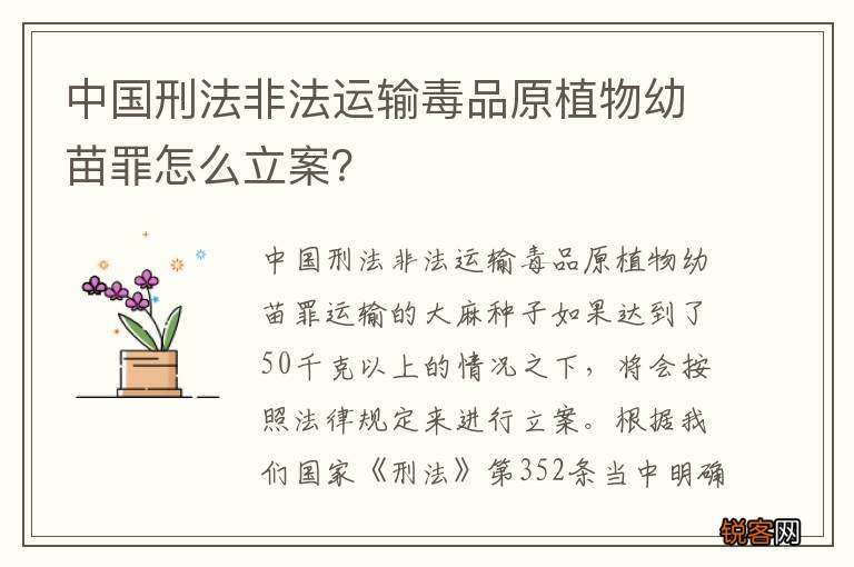 中国刑法非法运输毒品原植物幼苗罪怎么立案？
