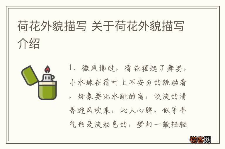 荷花外貌描写 关于荷花外貌描写介绍