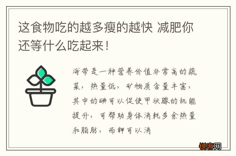 这食物吃的越多瘦的越快 减肥你还等什么吃起来！