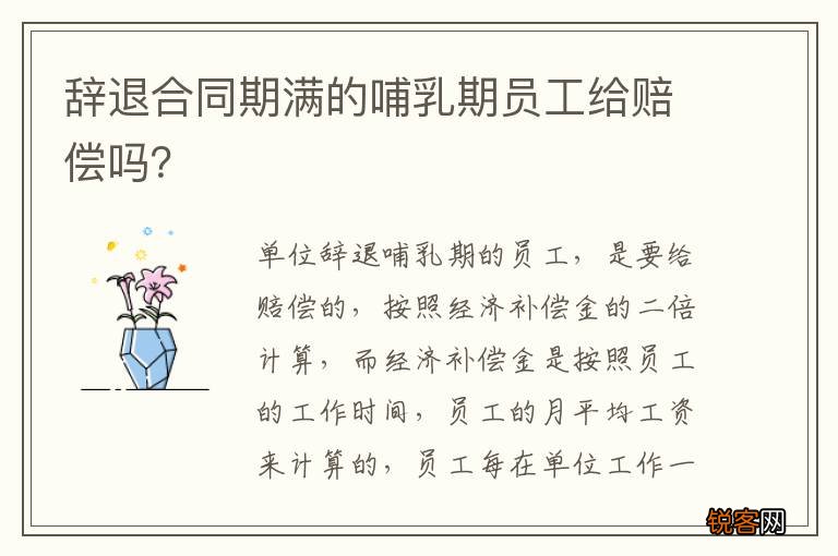 辞退合同期满的哺乳期员工给赔偿吗？