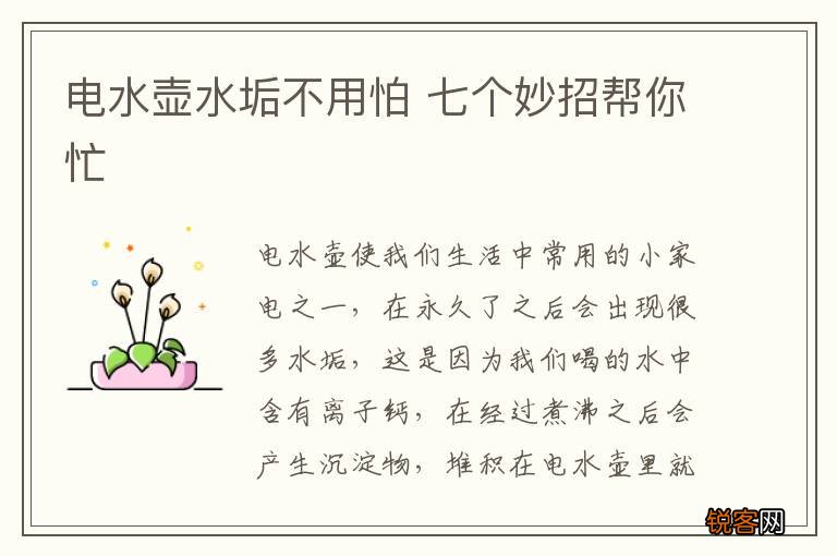 电水壶水垢不用怕 七个妙招帮你忙