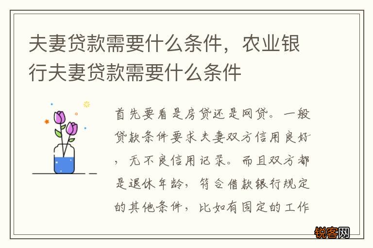 夫妻贷款需要什么条件，农业银行夫妻贷款需要什么条件