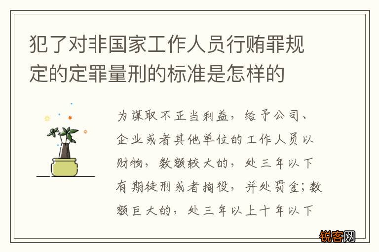 犯了对非国家工作人员行贿罪规定的定罪量刑的标准是怎样的