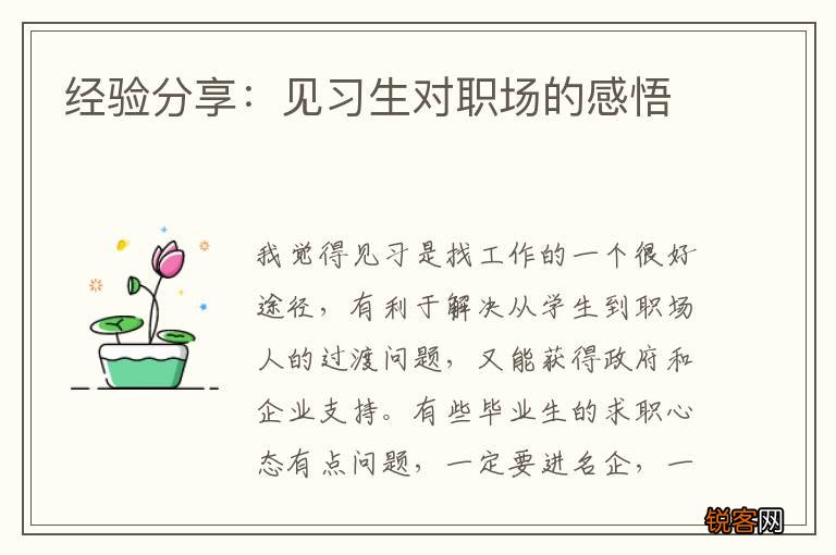 经验分享：见习生对职场的感悟