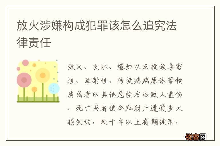 放火涉嫌构成犯罪该怎么追究法律责任