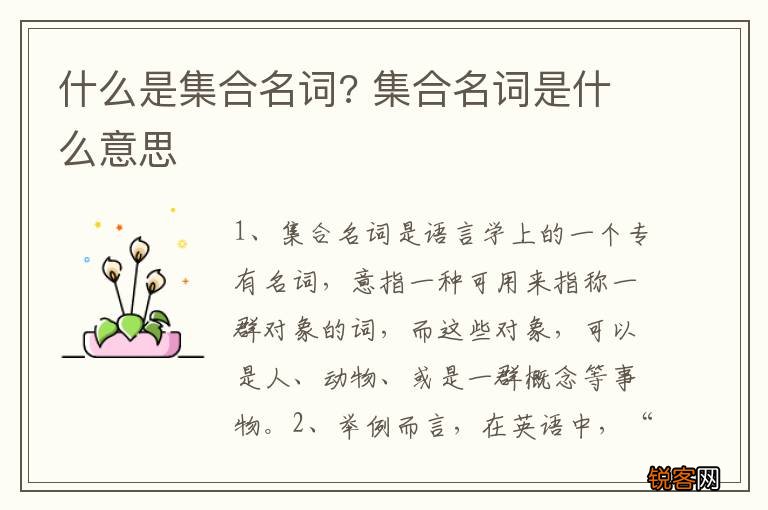 什么是集合名词? 集合名词是什么意思