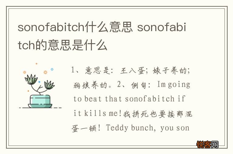sonofabitch什么意思 sonofabitch的意思是什么