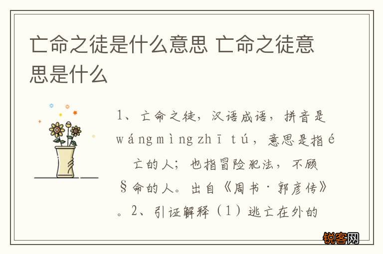 亡命之徒是什么意思 亡命之徒意思是什么