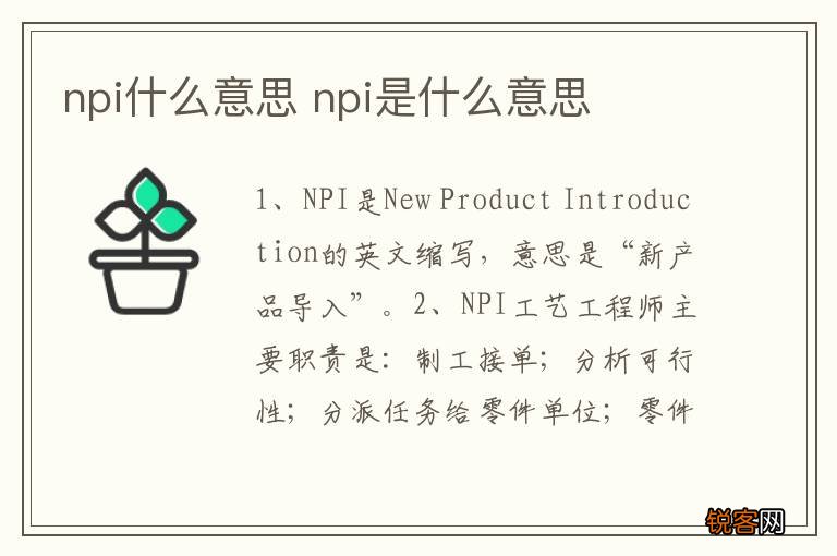 npi什么意思 npi是什么意思