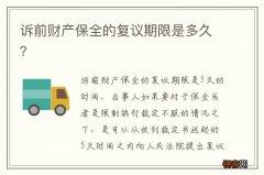 诉前财产保全的复议期限是多久？