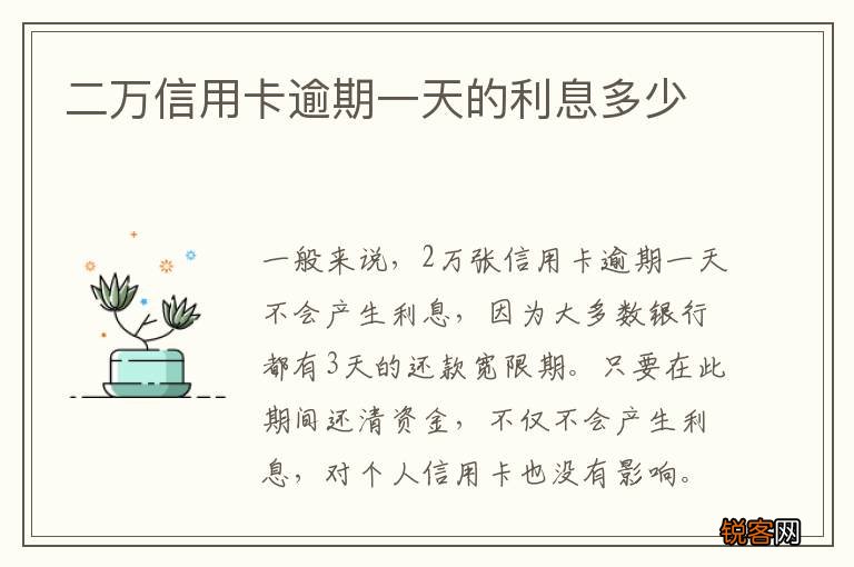 二万信用卡逾期一天的利息多少