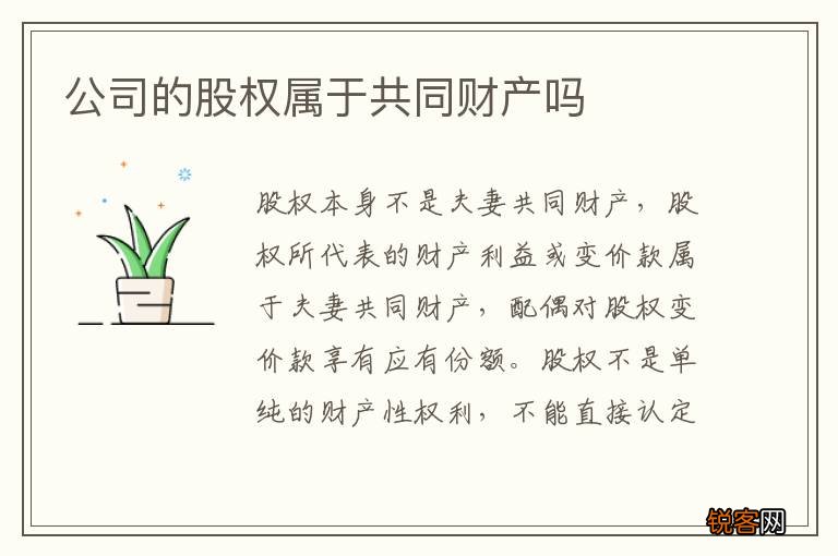 公司的股权属于共同财产吗