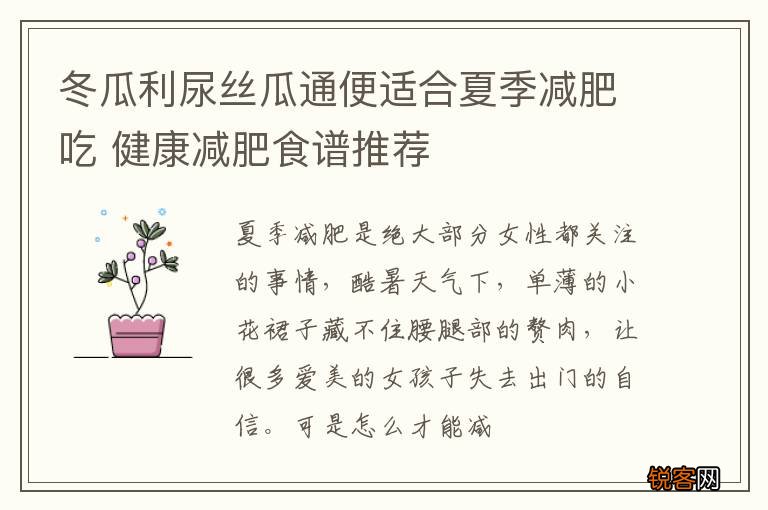 冬瓜利尿丝瓜通便适合夏季减肥吃 健康减肥食谱推荐