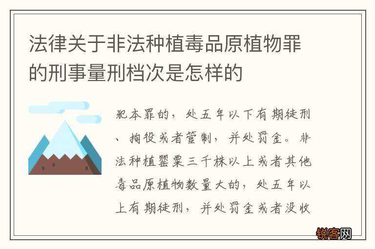 法律关于非法种植毒品原植物罪的刑事量刑档次是怎样的