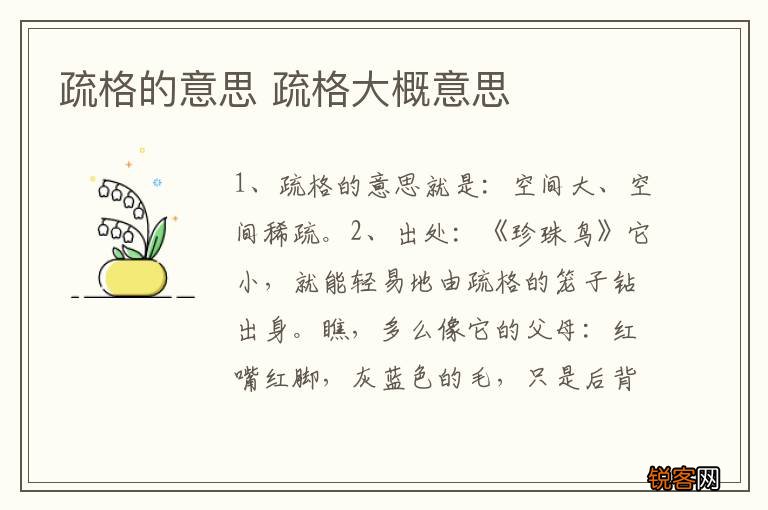 疏格的意思 疏格大概意思