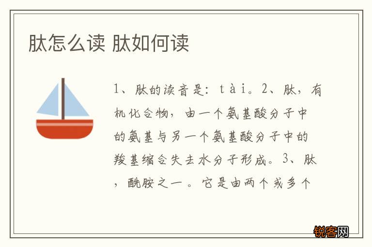 肽怎么读 肽如何读
