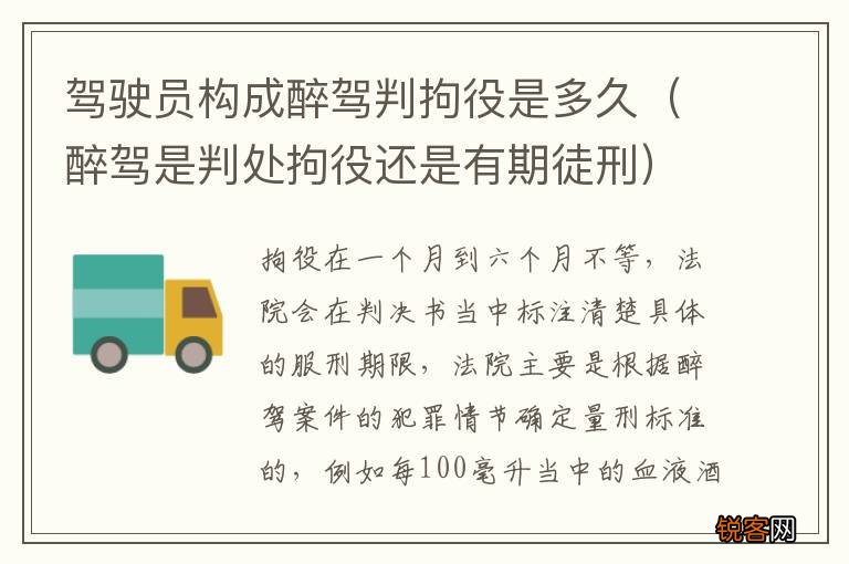 醉驾是判处拘役还是有期徒刑 驾驶员构成醉驾判拘役是多久