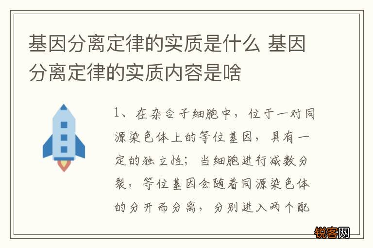 基因分离定律的实质是什么 基因分离定律的实质内容是啥