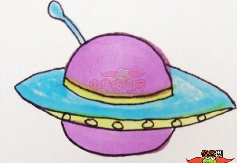 外星飞船简笔画彩色