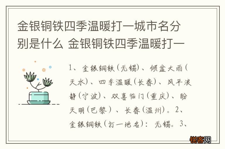 金银铜铁四季温暖打一城市名分别是什么 金银铜铁四季温暖打一城市名分别是