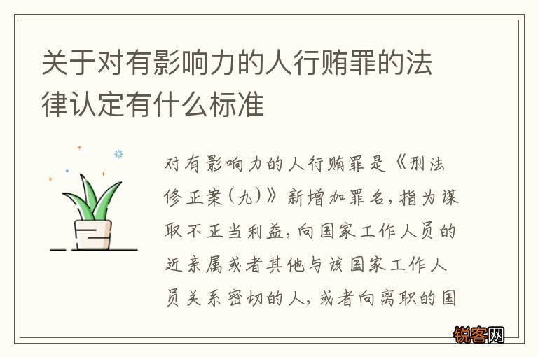 关于对有影响力的人行贿罪的法律认定有什么标准