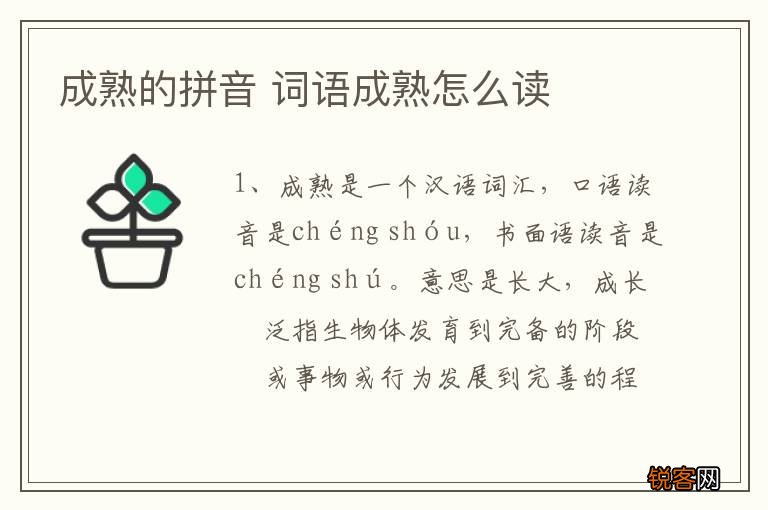 成熟的拼音 词语成熟怎么读