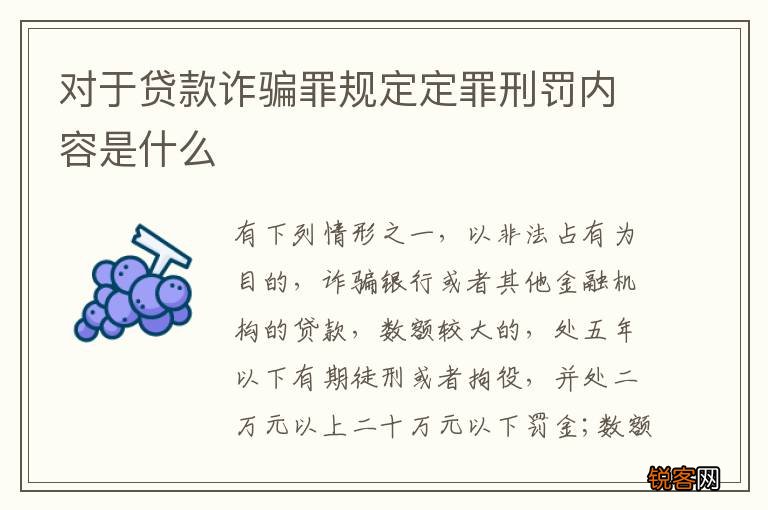 对于贷款诈骗罪规定定罪刑罚内容是什么