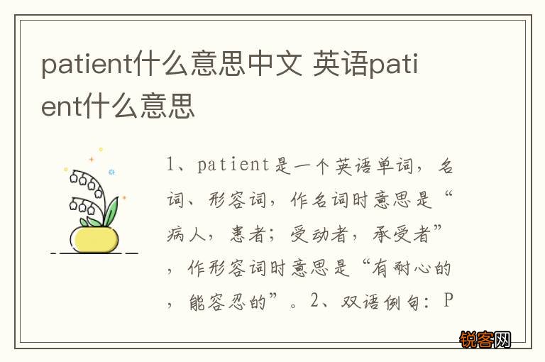 patient什么意思中文 英语patient什么意思