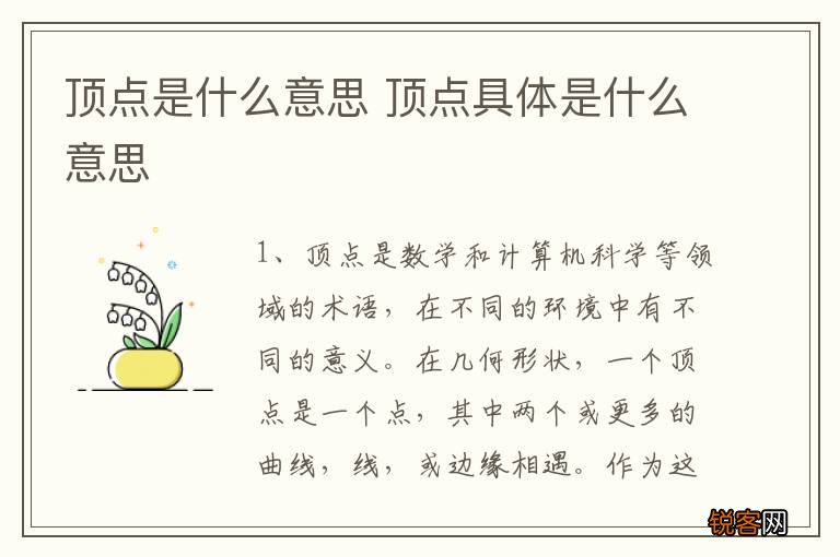 顶点是什么意思 顶点具体是什么意思