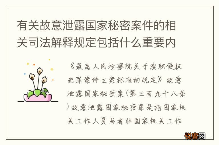 有关故意泄露国家秘密案件的相关司法解释规定包括什么重要内容