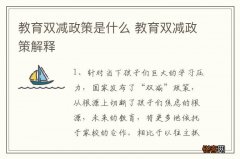 教育双减政策是什么 教育双减政策解释