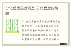 分化程度是啥意思 分化程度的解释