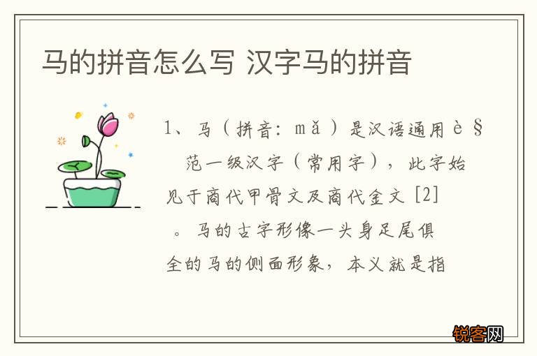马的拼音怎么写 汉字马的拼音