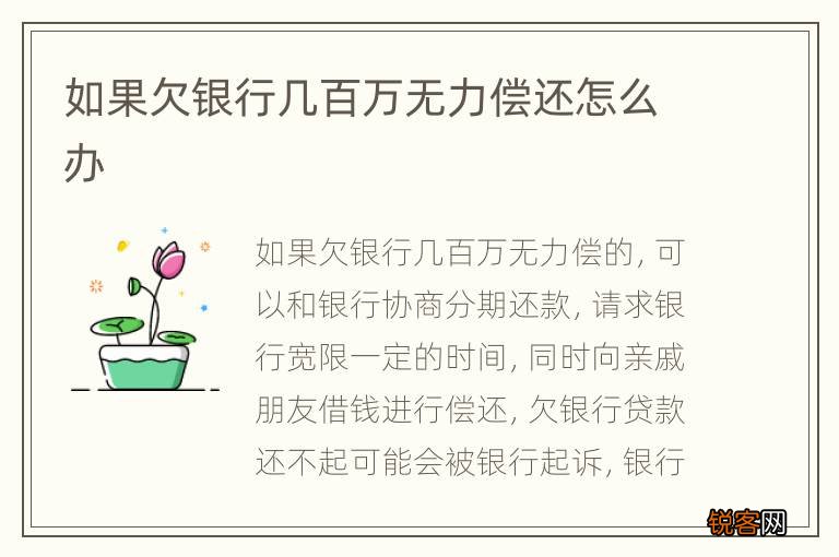 如果欠银行几百万无力偿还怎么办