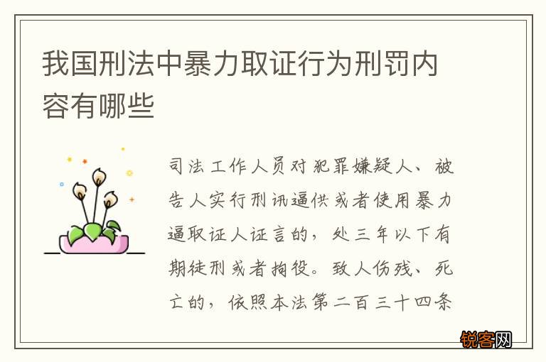 我国刑法中暴力取证行为刑罚内容有哪些