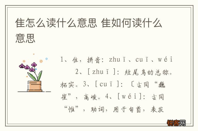 隹怎么读什么意思 隹如何读什么意思