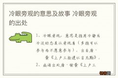 冷眼旁观的意思及故事 冷眼旁观的出处