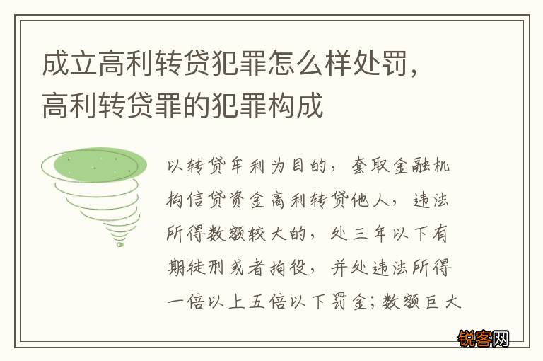 成立高利转贷犯罪怎么样处罚，高利转贷罪的犯罪构成
