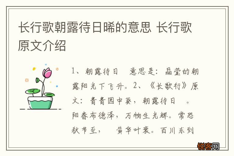 长行歌朝露待日晞的意思 长行歌原文介绍