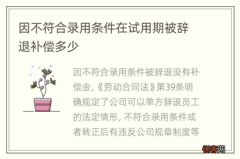 因不符合录用条件在试用期被辞退补偿多少