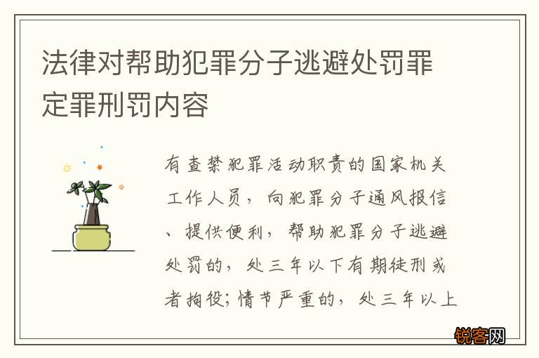 法律对帮助犯罪分子逃避处罚罪定罪刑罚内容