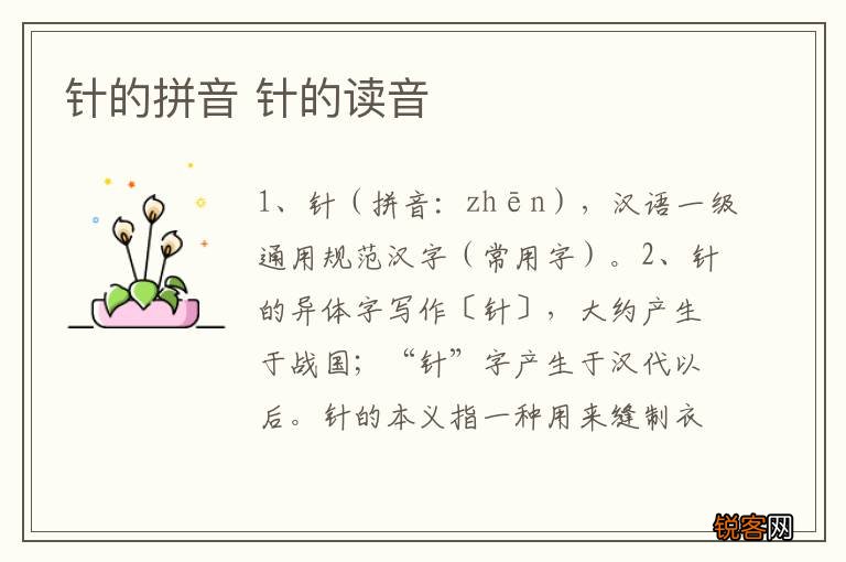针的拼音 针的读音