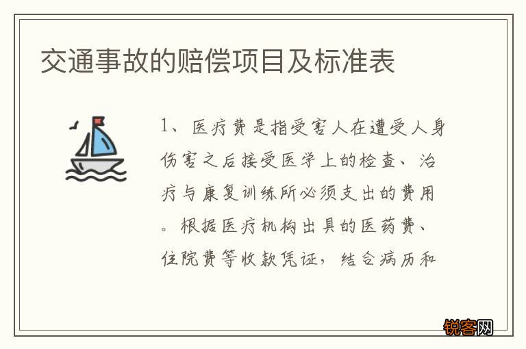 交通事故的赔偿项目及标准表