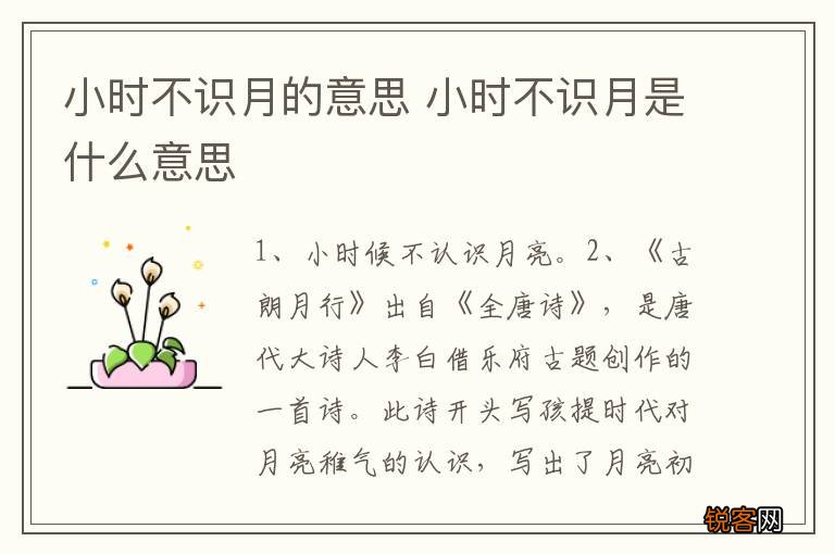 小时不识月的意思 小时不识月是什么意思