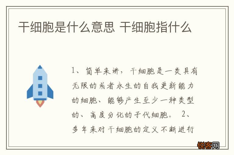 干细胞是什么意思 干细胞指什么